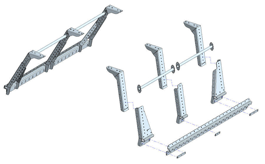 Kit Roof Rack Rhinorack on Tipper with Extendable Multi-Rack for Toyota Hilux REVO Extra Cab 55-010-PNG01+55-01-0290 Rhino Rack