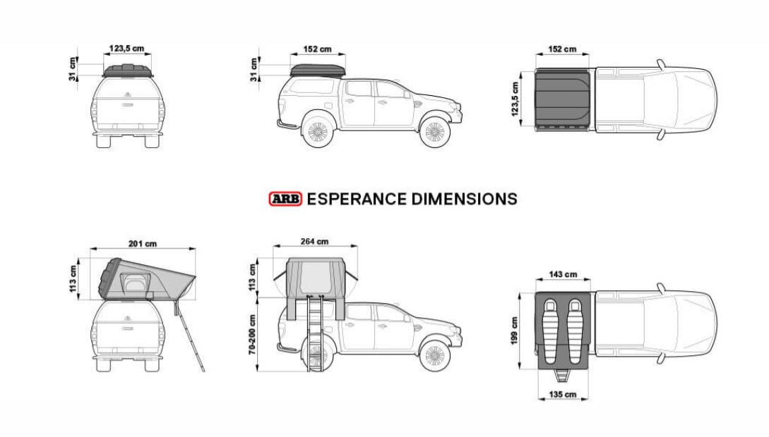 Rooftop Tent Esperance ARB - Rigid ABS hull with telescopic ladder 802200 ARB