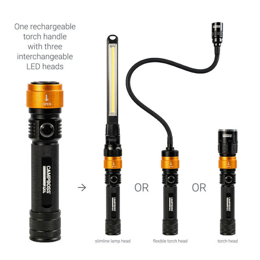 3 in 1 LED Torch| CAMPBOSS 4X4 A4A-BT-01 Campboss 4x4