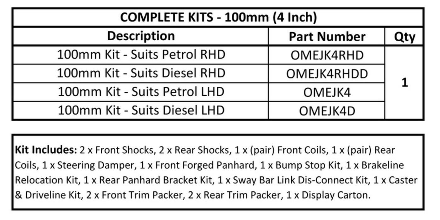 Suspension Kit OME | Jeep Wrangler JK | +100mm Lift - OME - Xperts 4x4