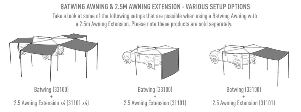 Awning extension - Straight wall for RHINORACK Batwing / Sunseeker 2.5 awning 31101 Rhino Rack